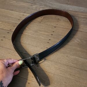 Original Penguin Mens Black and Brown Size 32/80 Genuine Leather Belt
